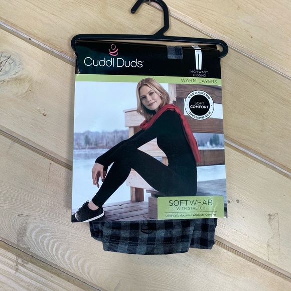Cuddl Duds Damen Wärme Leggings - Plüsch Unterzieh Leggings Schwarz